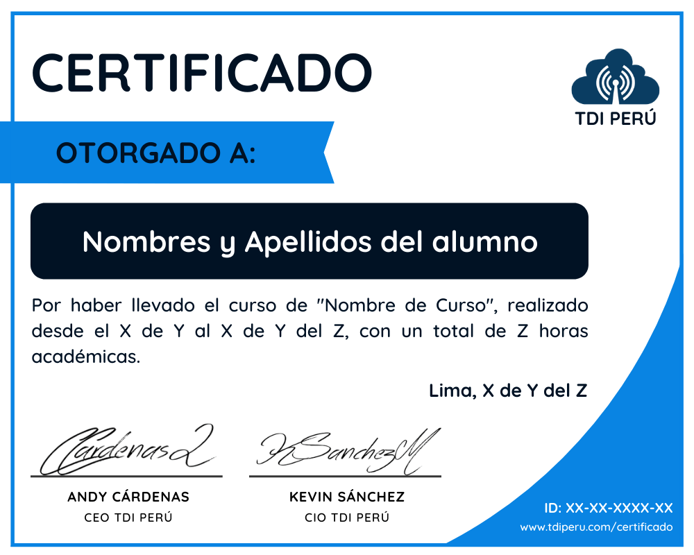 Certificado de TDI PERÚ